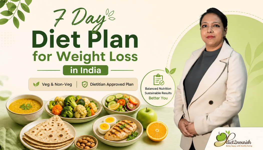 7 day diet plan for weight loss in India veg and non veg dietitian approved meal plan