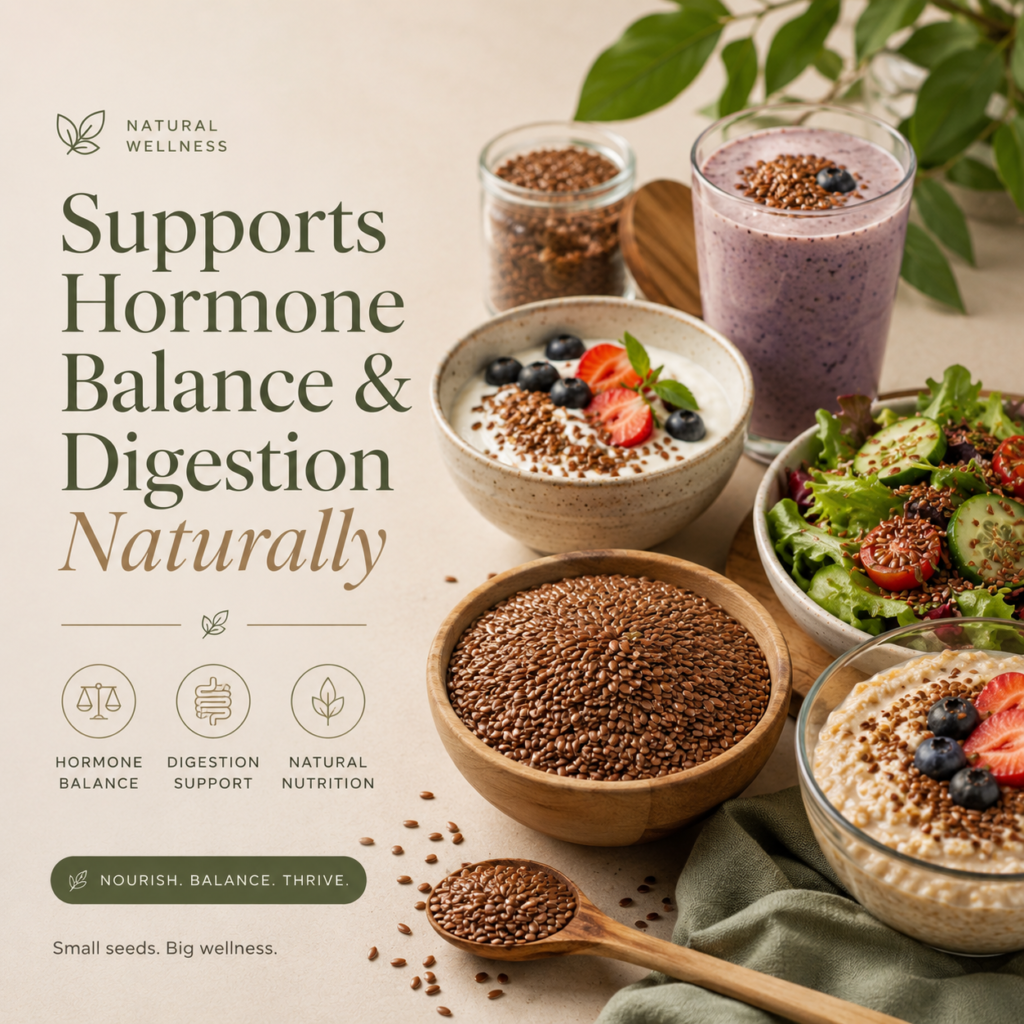 Flaxseeds with yogurt and smoothies for hormone balance, digestion, and menopause wellness